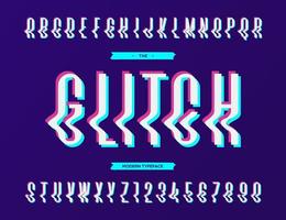 Vector glitch sans serif font.