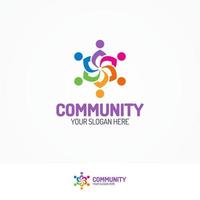 Support community logo consisting as silhouette team people different color vector