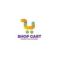 carrito de compras logotipo amarillo verde color vector