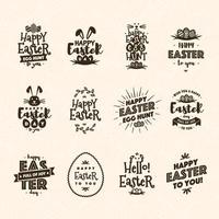 Easter emblem set brown color isolated on background typography style for greeting card vector