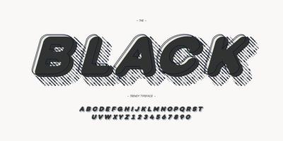 Vector black font 3d bold style modern typography