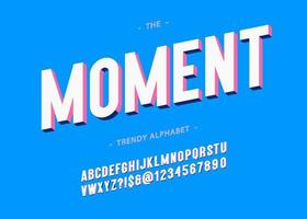 Vector moment typeface 3d bold typography
