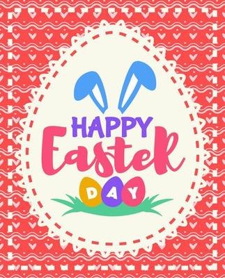 Vector easter greeting card with wish - happy easter day colorful style on cute background