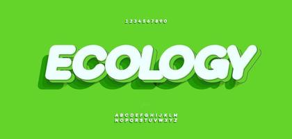 Vector ecology font 3D bold color style