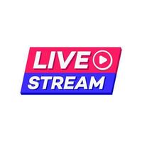 LIVE stream icon 3d bold style with play button vector