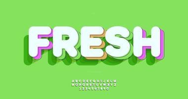 Vector fresh typeface 3d bold style