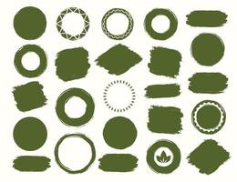 Watercolor shapes green color set for bio emblem vector