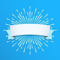 Vector sunburst and ribbon design element white color on blue background