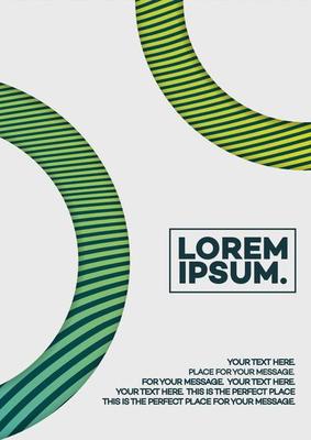 Cover design template with abstract lines and shapes green color for magazine