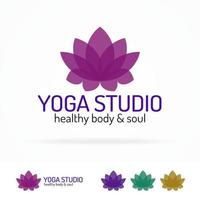 conjunto de logotipos de estudio de yoga que consta de flor de loto para diferentes colores vector