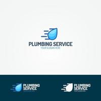 Plumbing service logo set with flying water drop vector