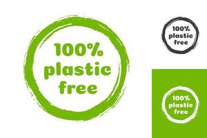 Vector plastic free emblem for organic product sign