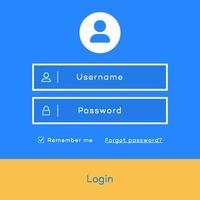 Vector login form page template flat style for app development