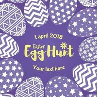 Easter egg hunt banner with purple eggs different pattern for greeting card vector