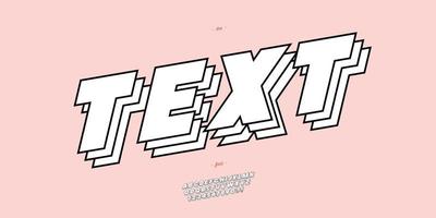 Vector text font 3d bold style trendy typography