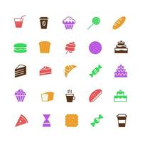 vector bakery icons set simple flat color style
