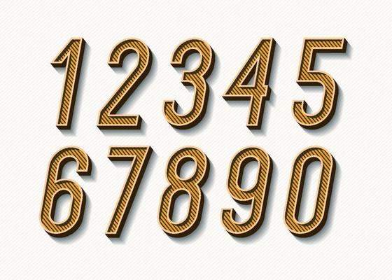 Numbers set bold trendy typography