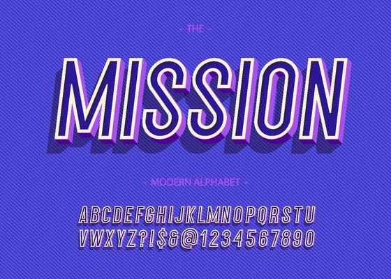 Vector bold mission alphabet trendy typography
