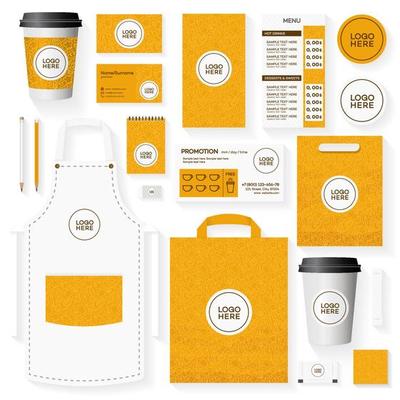 Corporate identity template set with place for logo and pattern for bread house