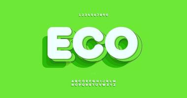 Vector eco font 3D bold color style