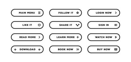 Button vector set black line style