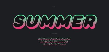 Vector summer font 3d bold gradient color style