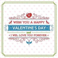 Valentine's day greeting card on heart background and label with wish you a happy Valentine's day Holiday decoration element. Vector illustration