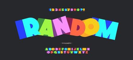 Vector random font 3d colorful bold style