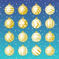 Vector christmas ball set gold realistic style