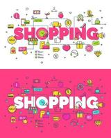 conjunto de concepto de compras con iconos modernos de línea delgada. concepto de idea creativa. diseño de estilo artístico para idea de negocio, banner de sitio web. ilustración vectorial vector