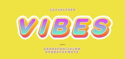 Vector summer font 3d bold color style