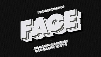 Vector face font 3d bold style white style