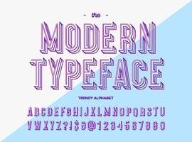 tipografía moderna tipografía de estilo de línea colorida de moda vector