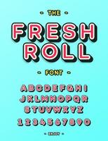 Fresh roll font cool typography. Modern alphabet for menu, card vector