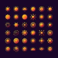 el logotipo del sol vectorial establece un estilo degradado colorido aislado en el fondo vector