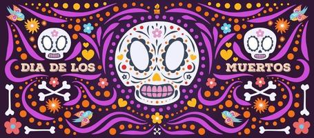Day of the Dead banner colorful style vector