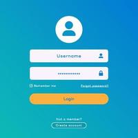 Vector login form page template on trendy gradient background