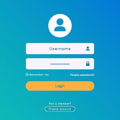 Vector login form page template on trendy gradient background