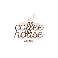 Coffee house logo with coffee machine isolated on white background for market, cafe vector