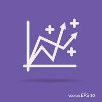 Progress graph outline icon white color isolated on purple background vector