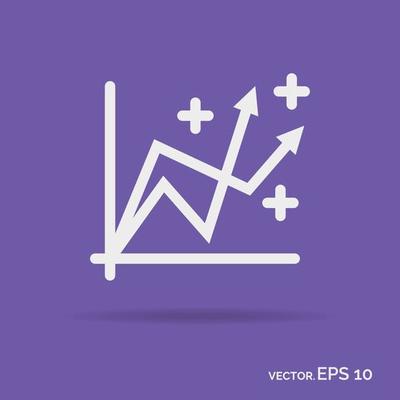 Progress graph outline icon white color isolated on purple background
