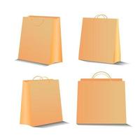 bolsa de papel de compras ecológicas de vector set estilo realista 3d