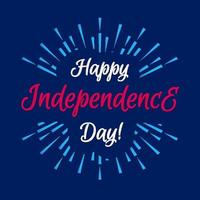 Happy american independence day card with firework on cyan background vector