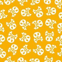 Halloween pattern skull white color on yellow background for decoration holiday party vector