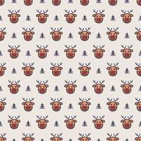 Deer seamless pattern color style on black background for greeting card vector