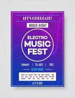 Electro music fest poster template for party with color gradient line style background vector