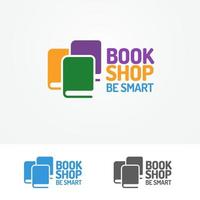 Book shop logo set consisting of books vector