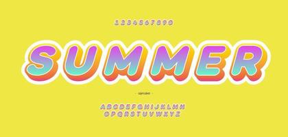 Vector summer font 3d bold color style