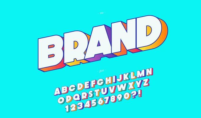 Vector brand font 3d bold style