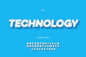 Vector technology font 3d bold slanted style